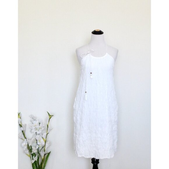 J. Crew Spaghetti Strap Halter SunDress Sleeveless Pockets White SZ XXS - Picture 1 of 7